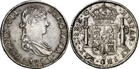 1821. Fernando VII. Zacatecas. RG. 8 reales. (AC. 1465). Leves rayitas. 27,44 g. MBC+.