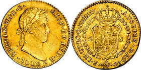 1812. Fernando VII. Cádiz. CI. 2 escudos. (AC. 1578). Marca de ceca pequeña. 6,71 g. MBC+.