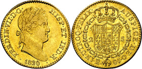 1820. Fernando VII. Madrid. GJ. 2 escudos. (AC. 1628). 6,74 g. MBC+/EBC-.