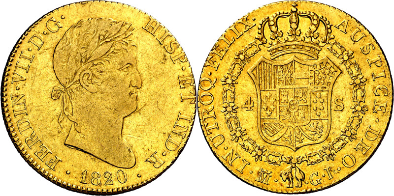 1820. Fernando VII. Madrid. GJ. 4 escudos. (AC. 1716). 13,48 g. MBC/MBC+. 

18...