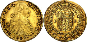 1809. Fernando VII. Popayán. JF. 8 escudos. (AC. 1807) (Cal.Onza 1275) (Restrepo 128-3). 26,95 g. MBC+.