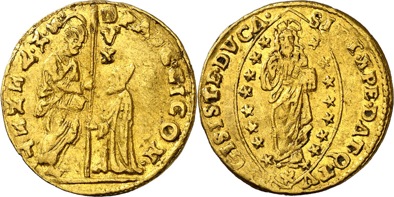 Italia. Venecia. Pasquale Cicogna (1585-1595). 1 zecchino. (Fr. 1270). Acuñación...