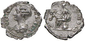 Faustina II (moglie di Marco Aurelio) Denario - Busto a s. - R/ La Concordia seduta a s. - RIC (Antonino) 502b AG (g 3,33) Piccole ossidazioni verdi