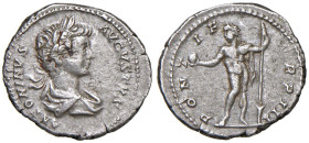 Caracalla (211-217) Denario - Busto laureato a d. - R/ Il Sole stante a s. - RIC 30 AG (g 3,46) Graffietti al D/