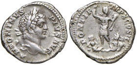 Caracalla (211-217) Denario - Busto laureato a d. - R/ Caracalla stante a s. - RIC 96 AG (g 3,53) Graffietti