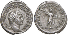 Caracalla (211-217) Denario - Busto laureato a d. - R/ Il Sole stante a s. - RIC 264 AG (g 2,75) Graffietti al D/