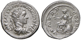 Elagabalo (218-222) Antoniniano - Busto radiato a d. - R/ Roma seduta a s. - RIC 1 AG (g 5,58) Di peso molto elevato!