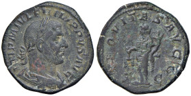 Filippo I (244-249) Sesterzio - Testa laureata a d. - R/ L'Equità stante a s. - RIC 166 AE (g 23,01) Piccole corrosioni e restauri