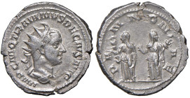 Traiano Decio (249-251) Antoniniano - Busto radiato a d. - R/ Le Pannonie stanti - RIC 21 AG (g 4,00) Screpolatura al R/