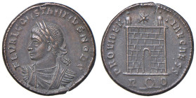 Costantino II (317-337) Follis - Busto laureato a s. - R/ Porta di città - RIC 290 AE (g 3,74) Frattura del tondello