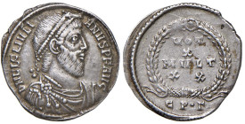 Giuliano II (360-363) Siliqua (Costantinopoli) Busto diademato a d. - R/ Scritta in corona - RIC 159 AG (g 1,79) Piccoli ritocchi