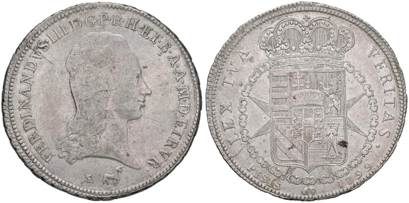 FIRENZE Ferdinando III (1790-1801) Francescone 1799 - MIR 405/8 AG (g 27,19)

...