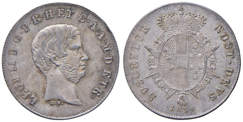 FIRENZE Leopoldo II (1824-1859) Paolo 1856 - MIR 456/2 AG (g 2,70) Bella patina ...