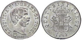 FIRENZE Leopoldo II (1824-1859) 10 Quattrini 1858 - MIR 461 MI (g 1,87) R Con cartellino da vecchia raccolta