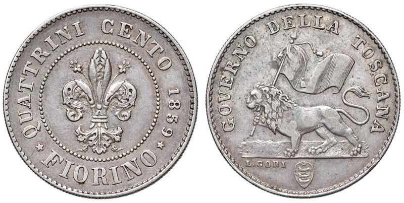 FIRENZE Governo Provvisorio di Toscana (1859-1860) Fiorino 1859 - MIR 467 AG (g ...