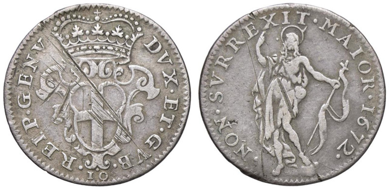 GENOVA Dogi biennali (1528-1797) Da 10 Soldi 1672 - MIR 328/2 AG (g 2,30) Graffi...