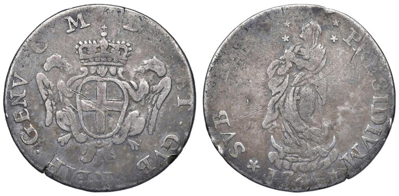 GENOVA Dogi biennali (1528-1797) Lira 1745 - MIR 323/1 AG (g 4,18) Graffi e frat...