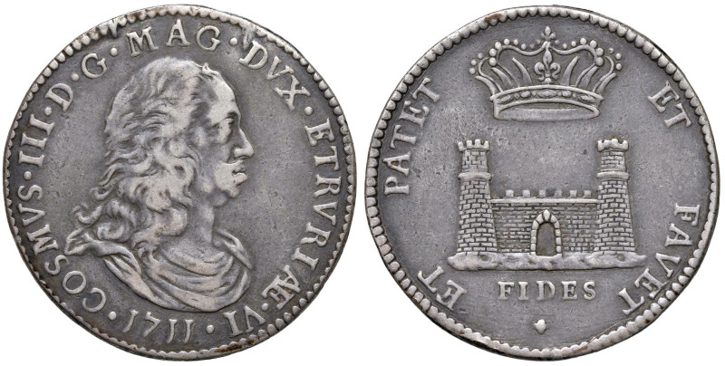 LIVORNO Cosimo III (1670-1723) Tollero 1711 - MIR 65/4 AG (g 26,61) Da montatura...