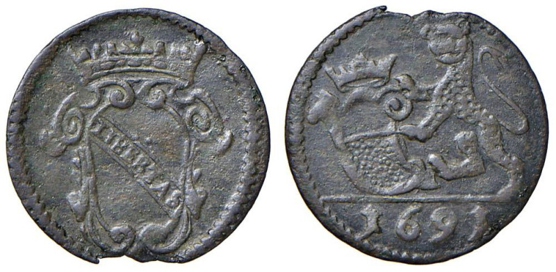 LUCCA Repubblica (1369-1799) Quattrino 1691 - MIR 213/5 CU (g 0,60) Mancanza di ...