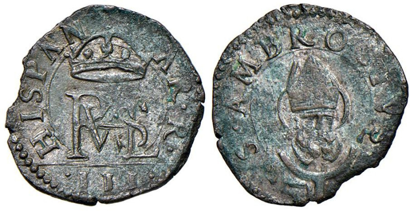 MILANO Filippo III (1598-1621) Trillina - MIR 355 MI (g 0,77)

Status: qSPL/SP...