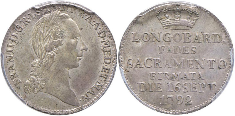 MILANO Francesco II (1792-1796) Medaglia 1792 del Giuramento - AG (Ø 21 mm) In s...