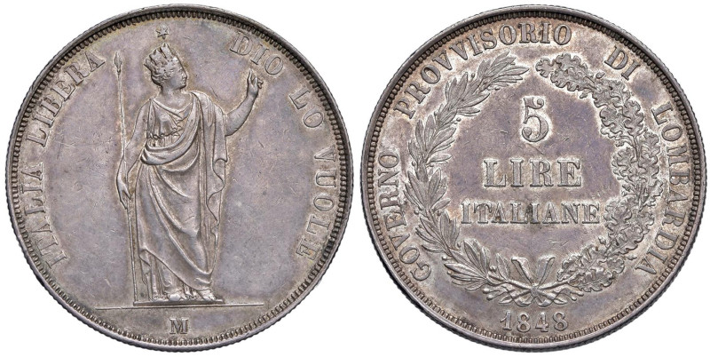 MILANO Governo provvisorio (1848) 5 Lire 1848 - Gig. 3c AG (g 25,00) R

Status...