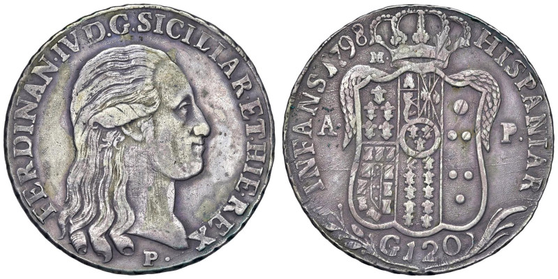 NAPOLI Ferdinando IV (1759-1816) Piastra 1798 - Nomisma 464 AG (g 27,48)

Stat...