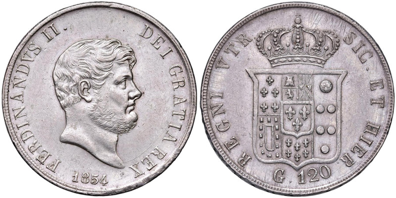 NAPOLI Ferdinando II (1830-1859) Piastra 1854 - Nomisma 962 AG (g 27,53) Minimo ...