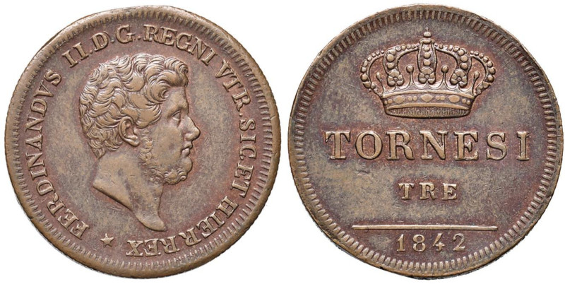 NAPOLI Ferdinando II (1830-1859) 3 Tornesi 1842 - Magliocca 722 CU (g 11,00) Zon...