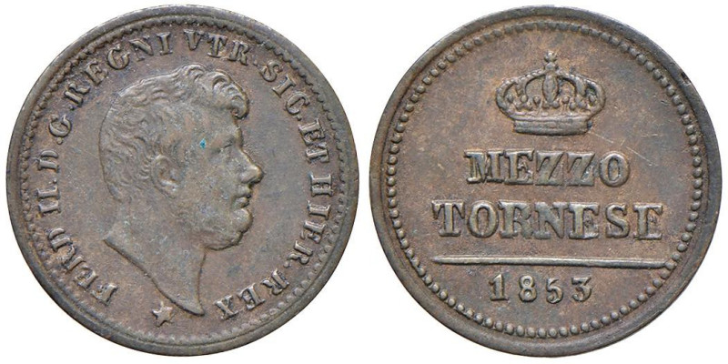 NAPOLI Ferdinando II (1830-1859) Mezzo tornese 1853 - Magliocca 802a CU (g 1,53)...