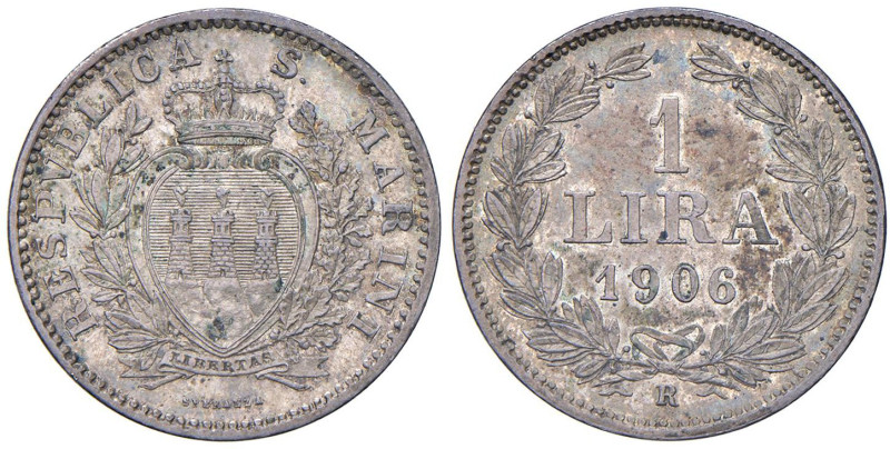 SAN MARINO Lira 1906 - Gig. 27 AG (g 5,00) Bella patina

Status: SPL