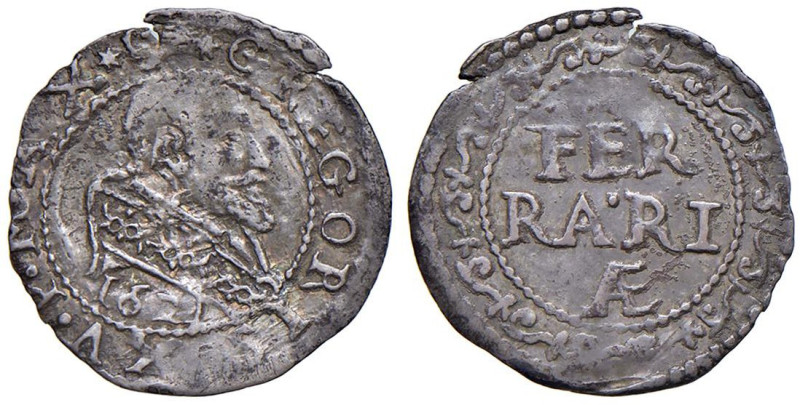 Gregorio XV (1621-1623) Ferrara - Mezzo grosso 1621 - MIR 1647/1 AG (g 0,66) RR...