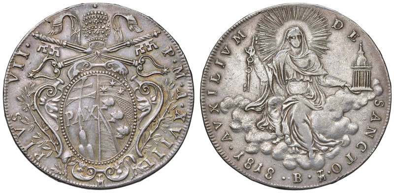 Pio VII (1800-1823) Bologna - Scudo 1818 A. XVIII - Nomisma 256 AG (g 26,31)

...