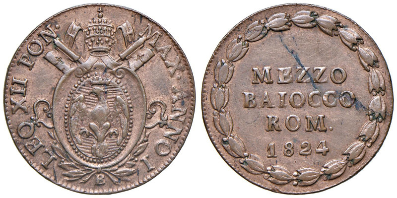 Leone XII (1823-1829) Mezzo baiocco 1824 - Nomisma 320 CU (g 5,94)

Status: qS...