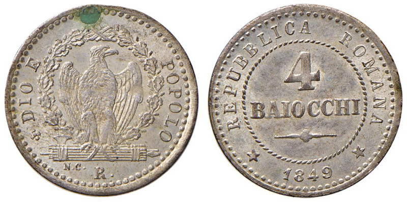 Repubblica Romana (1848-1849) 4 Baiocchi 1849 - Nomisma 580 MI (g 1,93) Ossidazi...