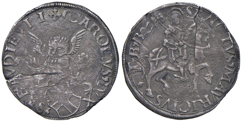 SAVOIA Carlo II (1504-1553) Da 5 Grossi o Cornuto debole - MIR 369a AG (g 4,45) ...