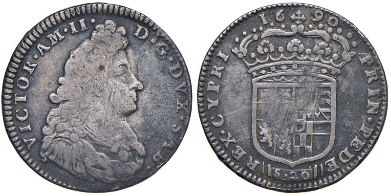 Vittorio Amedeo II (1680-1713) Lira 1690 - MIR 863a AG (g 5,94) NC Probabile mon...