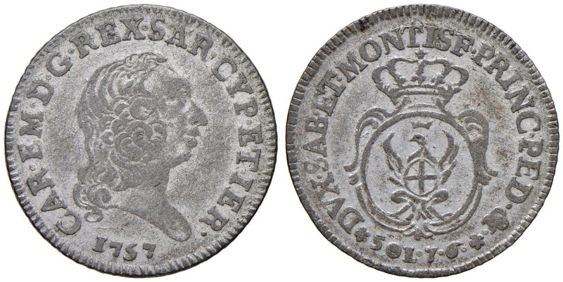 Carlo Emanuele III (1755-1773) 7,6 soldi 1757 - Nomisma 201 MI (g 4,20)

Statu...