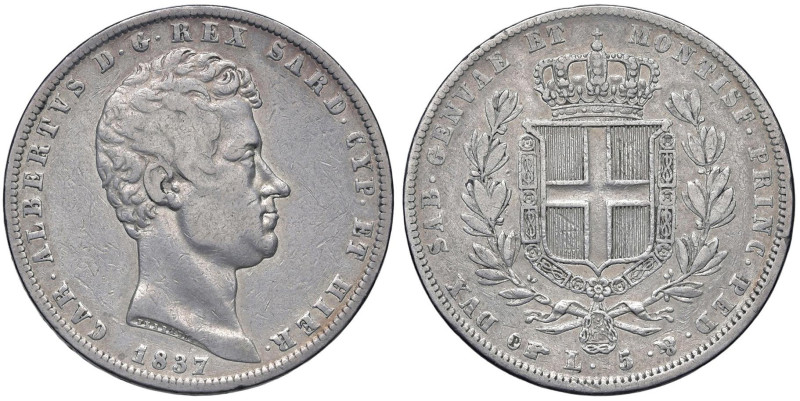 Carlo Alberto (1831-1849) 5 Lire 1837 T - Nomisma 687 AG RR

Status: MB/MB+