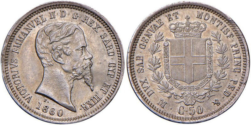 Vittorio Emanuele II (1849-1861) 50 Centesimi 1860 M - Nomisma 818 AG Modestissi...