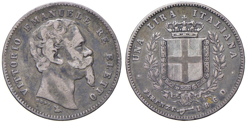 Vittorio Emanuele II re eletto (1859-1861) Lira 1860 F monti araldici - Nomisma ...