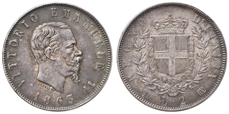 Vittorio Emanuele II (1861-1878) 2 Lire 1863 T stemma - Nomisma 906 AG

Status...