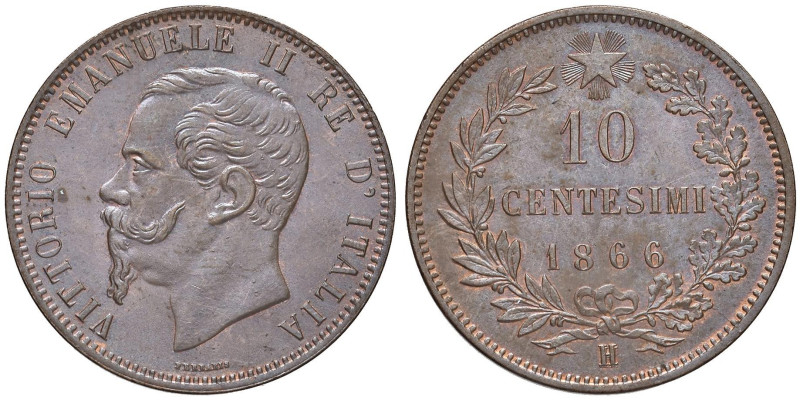 Vittorio Emanuele II (1861-1878) 10 Centesimi 1866 H - Nomisma 944 CU

Status:...