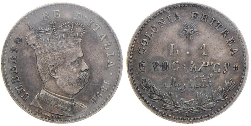 Umberto I (1878-1900) Eritrea - Lira 1896 - Nomisma 1043 AG Intensa patina

St...