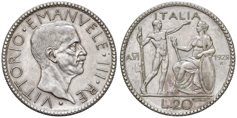 Vittorio Emanuele III (1900-1946) 20 Lire 1928 - Nomisma 1085 AG Segni da antica...