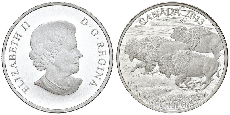 CANADA 100 Dollari 2013 Bisonti - AG - Peso di una oncia In astuccio originale
...