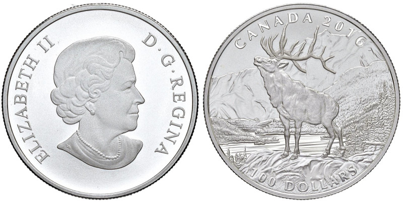 CANADA 100 Dollari 2016 Cervo - AG - Peso di una oncia In astuccio originale

...