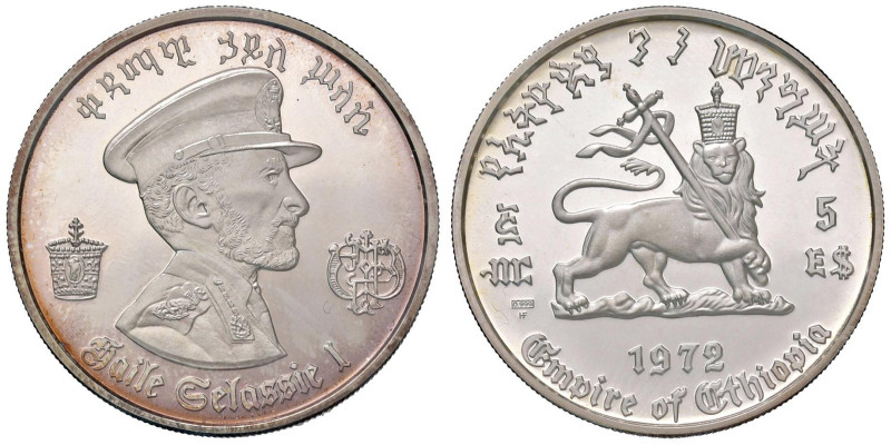 ETIOPIA Haile Selassie (1930-1974) 5 Dollars 1972 - KM 52 AG (g 25,00)

Status...