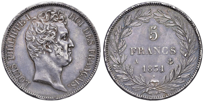 FRANCIA Luigi Filippo I (1830-1848) 5 Franchi 1831 A - KM 735; Gad. 676 AG (g 25...