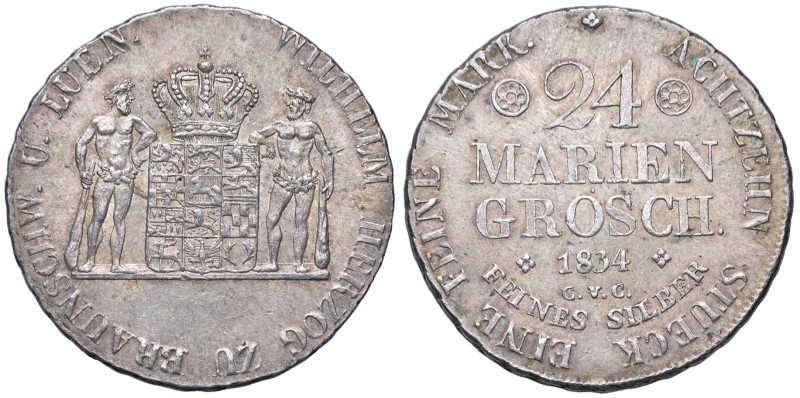 GERMANIA Brunswick - Guglielmo VIII (1830-1884) 24 Mariengroschen 1834 CvC - KM ...